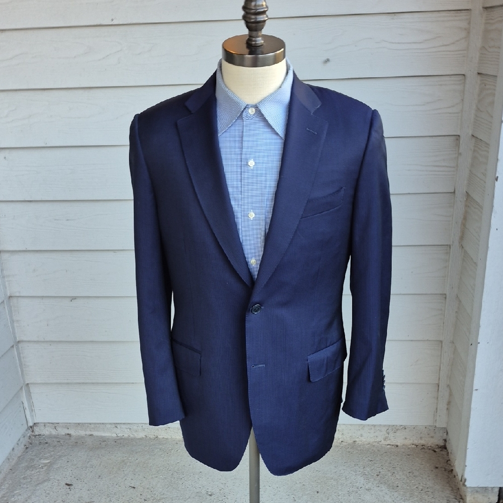 CANALI 1934 Recent Italy Dark Blue Striped Wool 40 R Mens Sport Coat Suit Jacket